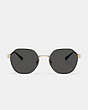 COACH®,HINGED GEOMETRIC ROUND SUNGLASSES,Gold Black,Inside View,Top View
