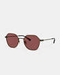 COACH®,HINGED GEOMETRIC ROUND SUNGLASSES,Antique Gold/ Wine,Front View