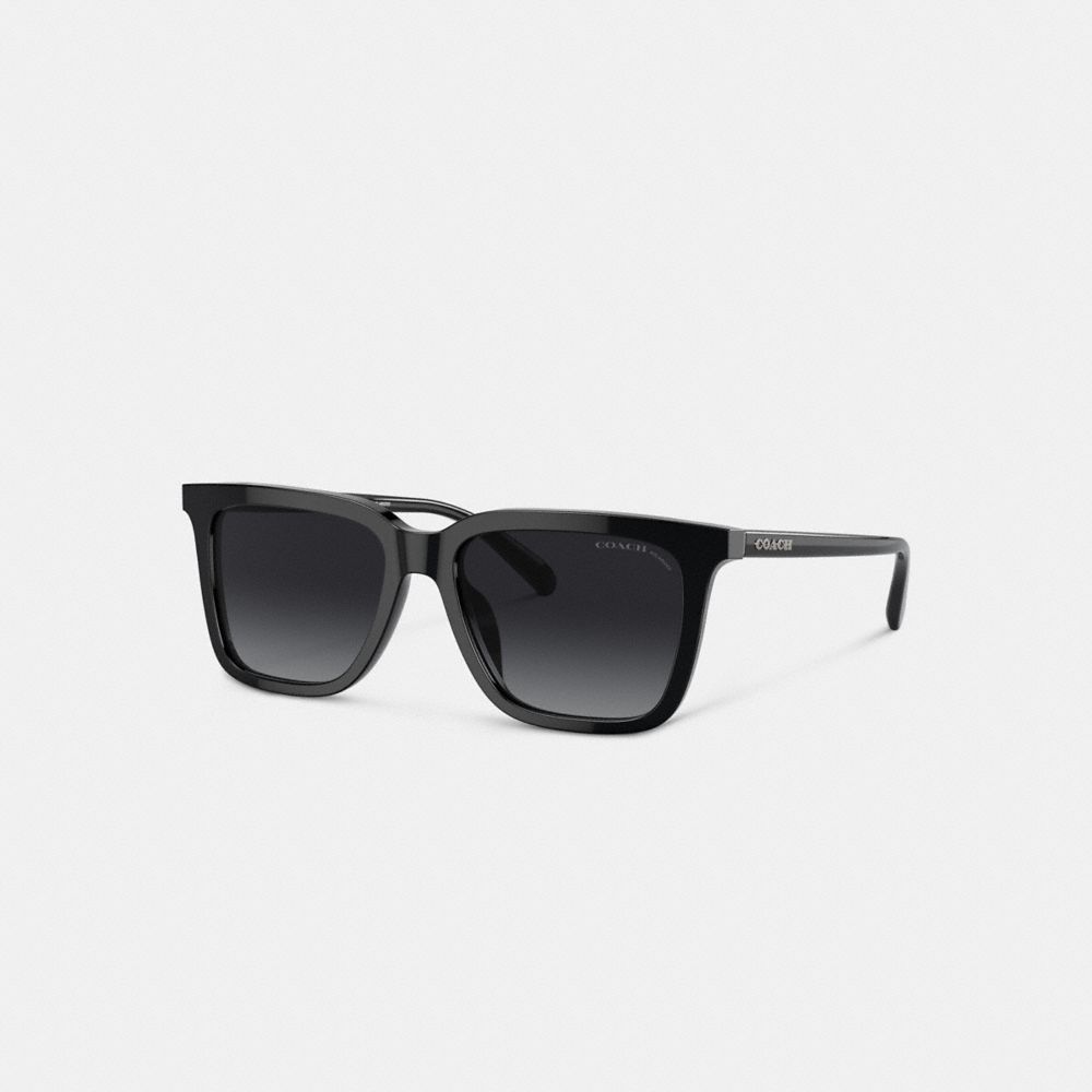 COACH®,RETRO SQUARE SUNGLASSES,Black,Front View