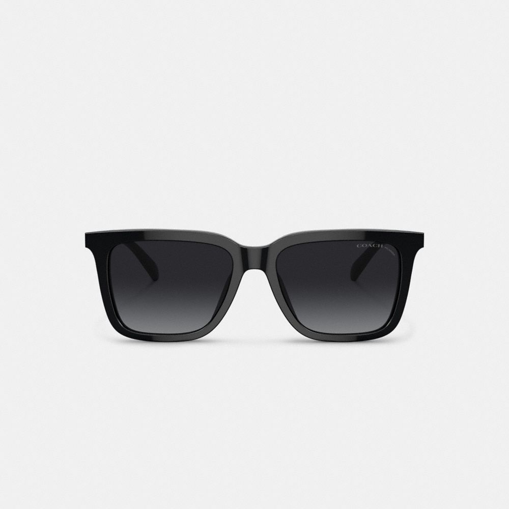 COACH®,Retro Square Sunglasses,Square,Logo,Metal,Integrated Nose Pads,Casual,Black,Inside View,Top View