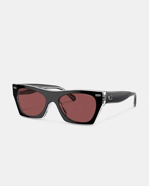 COACH®,BEVELED SIGNATURE SQUARE SUNGLASSES,Black & Clear,Front View