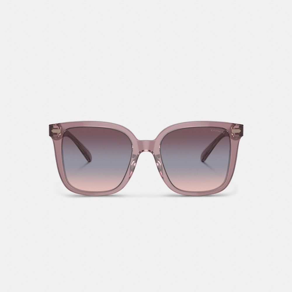 COACH®,BEVELED SIGNATURE OVERSIZED SQUARE SUNGLASSES,Transparent Blush,Inside View,Top View