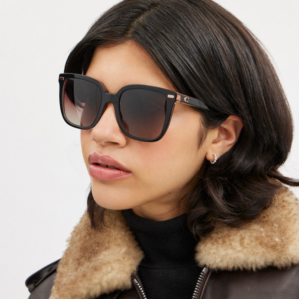 COACH®,フル フィット ベヴェルド シグネチャー オーバーサイズド スクエア サングラス,アイウェア,