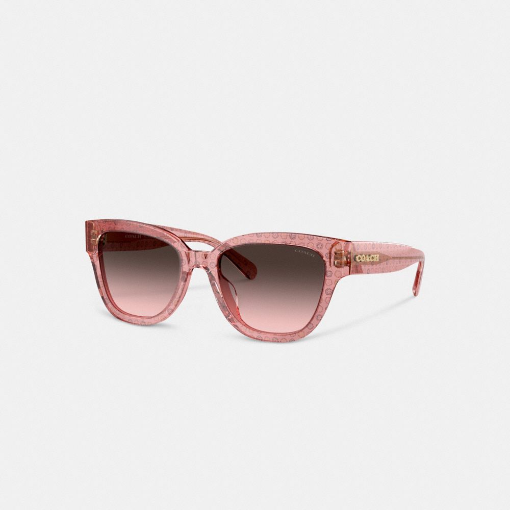 COACH®,SIGNATURE ROUND SUNGLASSES,Pink Floral,Front View