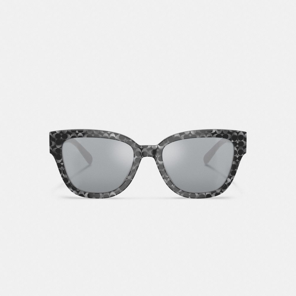 COACH®,SIGNATURE ROUND SUNGLASSES,Silver Pearlized Signature,Inside View,Top View