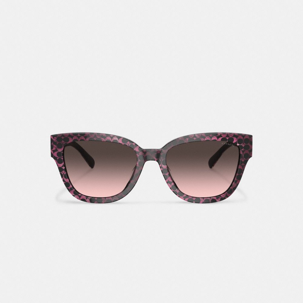 COACH®,Full Fit Signature Round Sunglasses,,Inside View,Top View