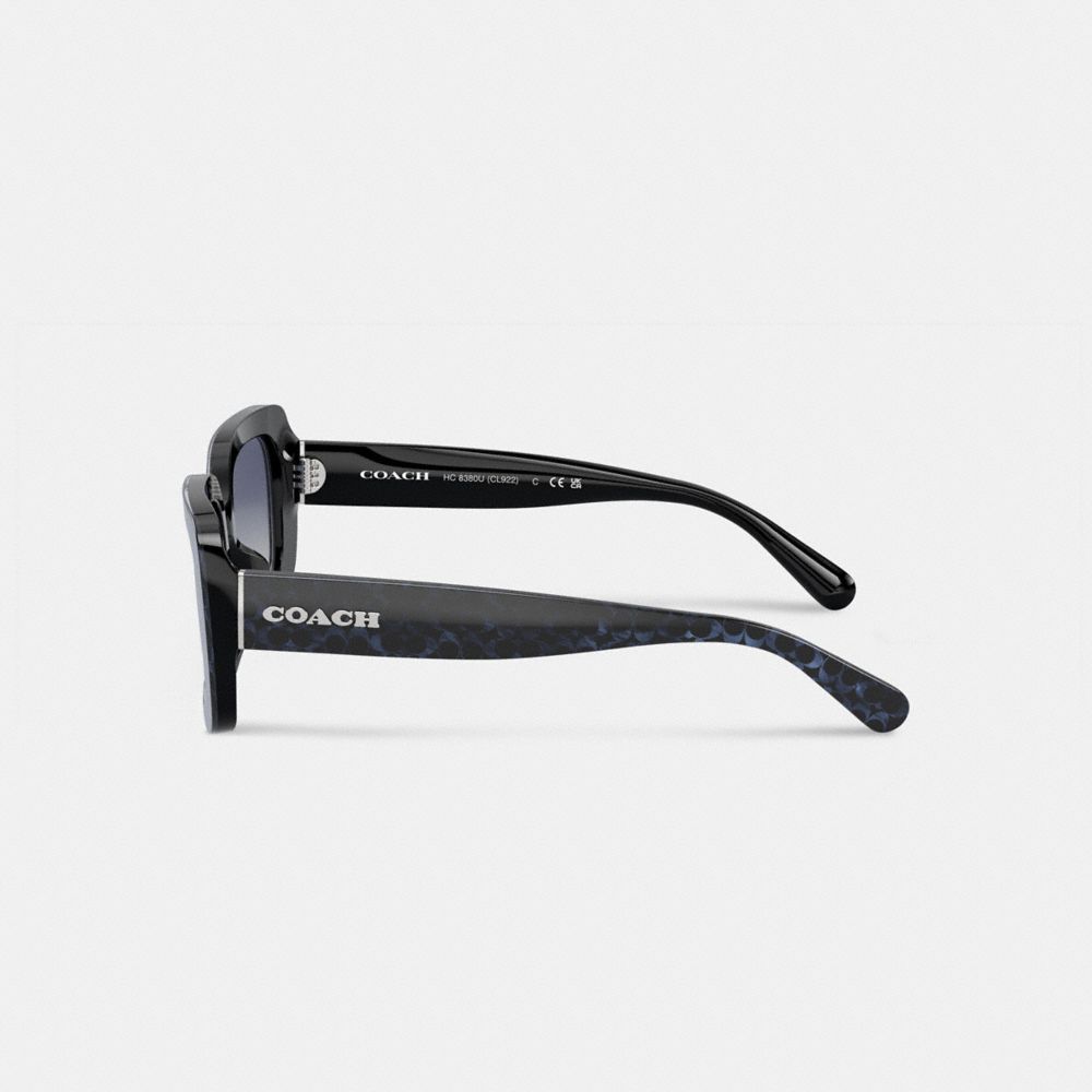 COACH®,LUNETTES DE SOLEIL RECTANGULAIRES SURDIMENSIONNÉES SIGNATURE,Bleu perlé signature,Alternate View