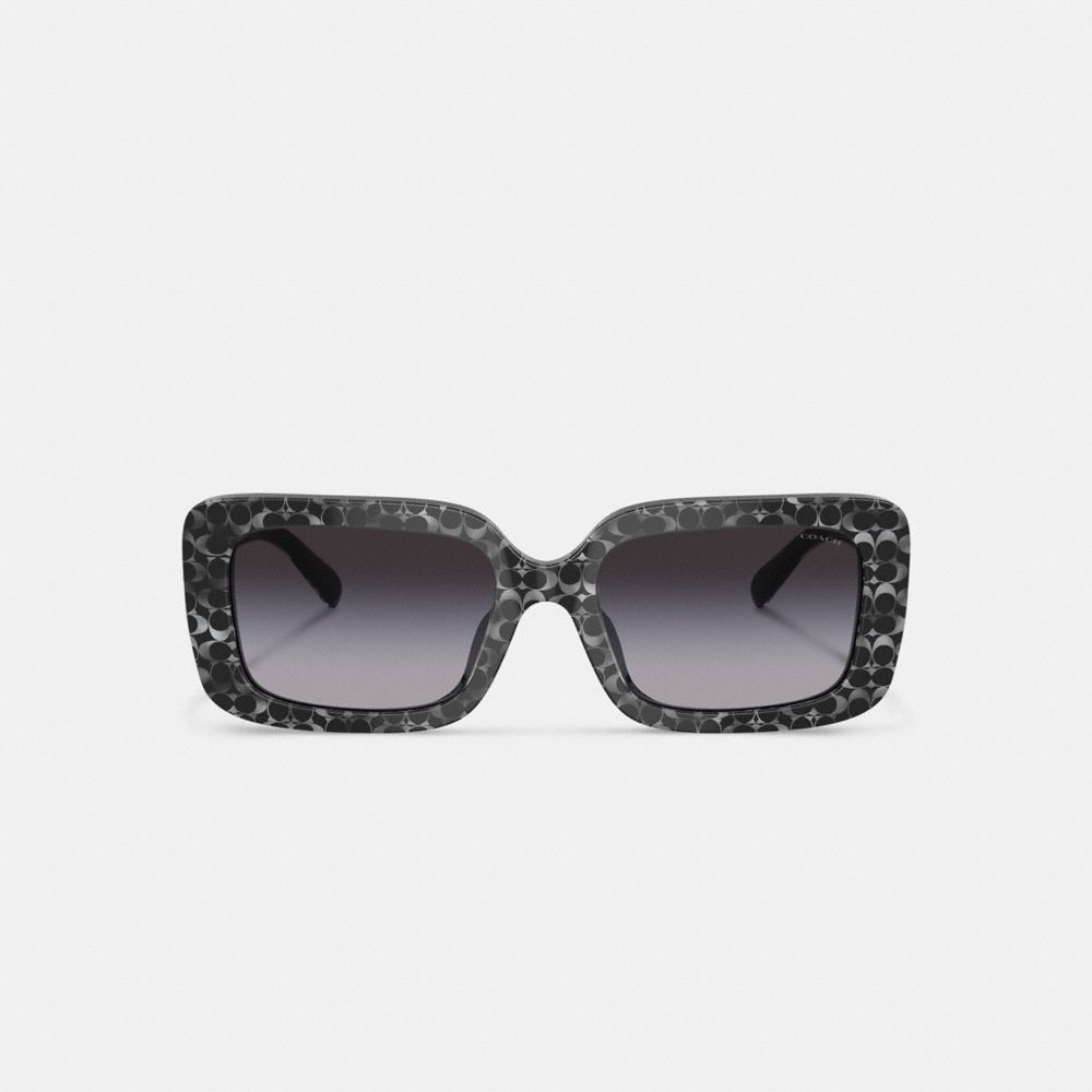COACH®,Signature Oversized Rectangle Sunglasses,Rectangle,Acetate,Integrated Nose Pads,Casual,Multi Color,Gray,Inside View,Top View