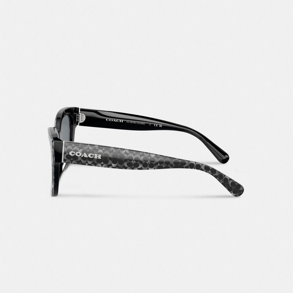 COACH®,Signature Oversized Rectangle Sunglasses,Rectangle,Acetate,Integrated Nose Pads,Casual,Multi Color,Gray,Alternate View