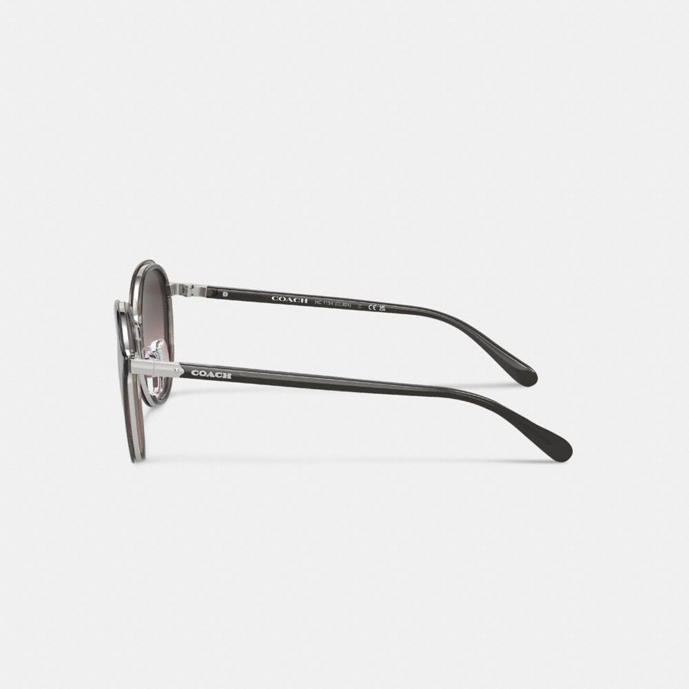 COACH®,LUNETTES DE SOLEIL RONDES GÉOMÉTRIQUES AVEC ÉTIQUETTE,Gris transparent,Alternate View