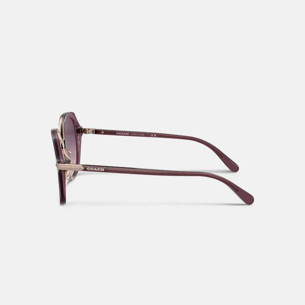 COACH®,WRAP-AROUND HANGTAG OVERSIZED GEOMETRIC ROUND SUNGLASSES,Purple/Beige Gradient,Alternate View