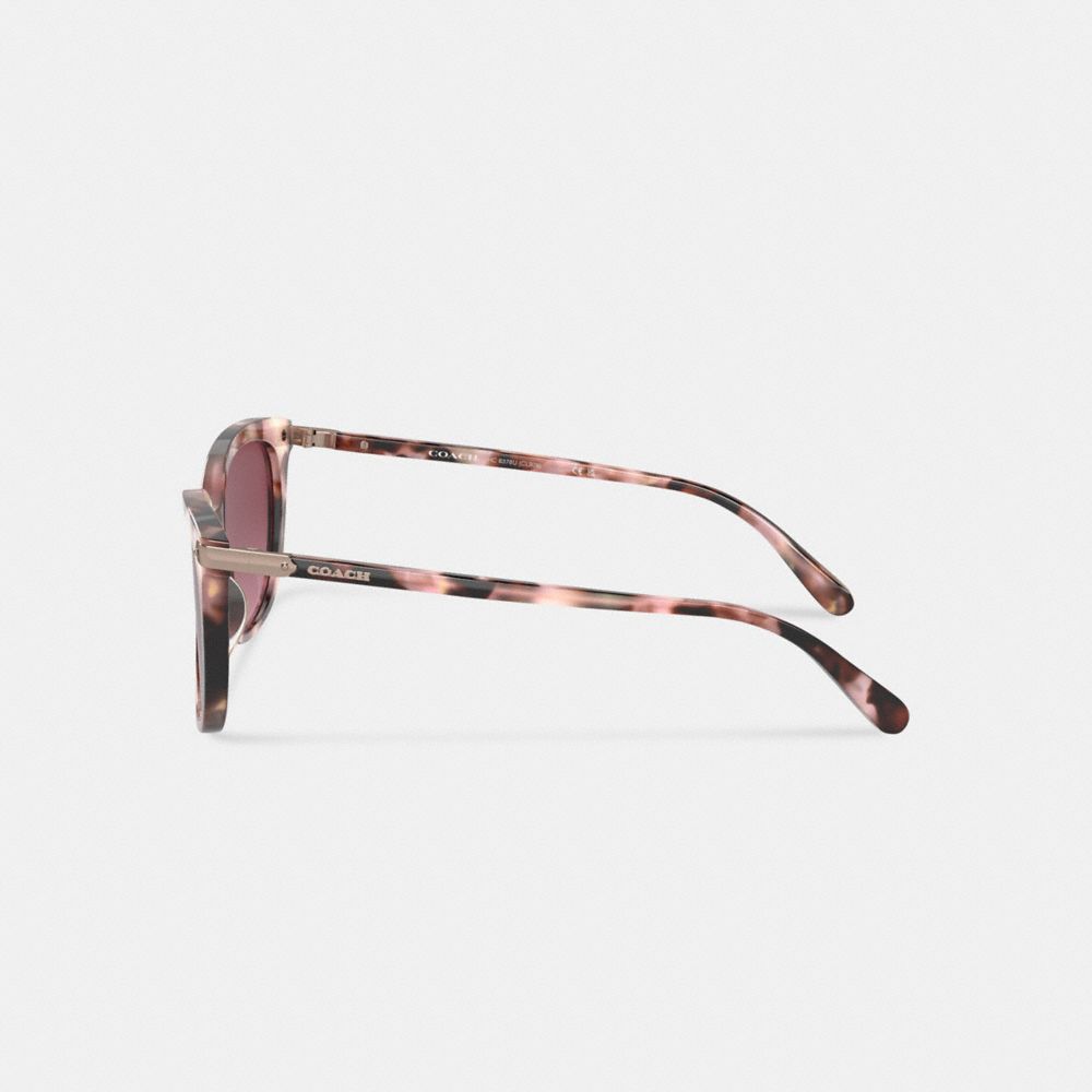COACH®,Wrap Around Hangtag Square Sunglasses,Wayfarer,Tortoise,Logo,Metal,Integrated Nose Pads,Casual,Maroon,Alternate View