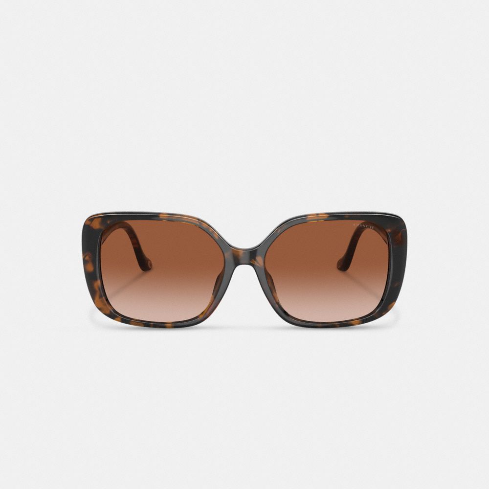 COACH®,SWOOP TEMPLE RECTANGLE SUNGLASSES,Dark Tortoise,Inside View,Top View