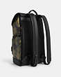 COACH®,TRACK BACKPACK IN SIGNATURE CANVAS WITH CAMO PRINT,Signature Coated Canvas,X-Large,Gunmetal/Green Multi,Angle View