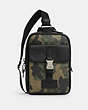 COACH®,TRACK PACK IN SIGNATURE CANVAS WITH CAMO PRINT,Signature Coated Canvas,Medium,Gunmetal/Green Multi,Front View