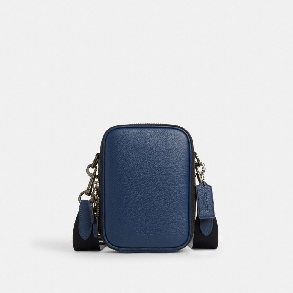 COACH®,Stanton Crossbody,Leather,Crossbody,Adjustable,Casual,Blue,Front View