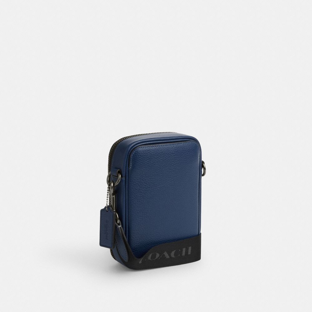 COACH®,Stanton Crossbody Bag,Leather,Crossbody,Adjustable,Casual,Blue,Angle View