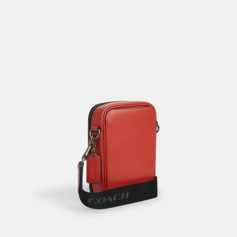 COACH®,Stanton Crossbody Bag,Leather,Crossbody,Adjustable,Casual,Burnt Orange,Angle View