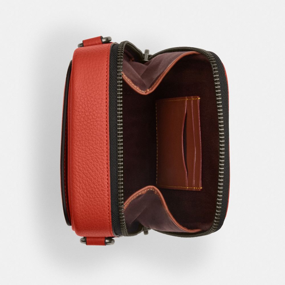 COACH®,Stanton Crossbody Bag,Leather,Crossbody,Adjustable,Casual,Burnt Orange,Inside View,Top View