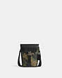 COACH®,TRACK SMALL FLAP CROSSBODY IN SIGNATURE CANVAS WITH CAMO PRINT,Signature Coated Canvas,Gunmetal/Green Multi,Front View
