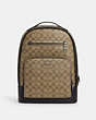 COACH®,ETHAN BACKPACK IN SIGNATURE CANVAS,pvc,X-Large,Gunmetal/Khaki,Front View