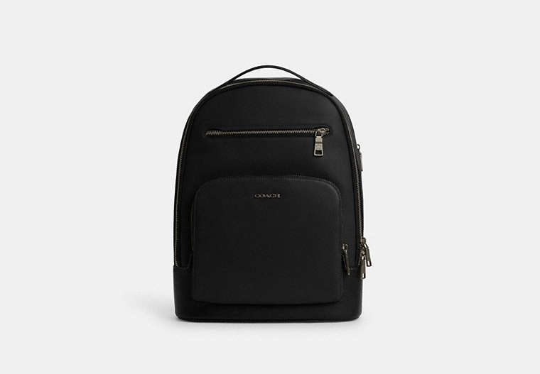 COACH®,ETHAN BACKPACK,Leather,Gunmetal/Black,Front View image number 0