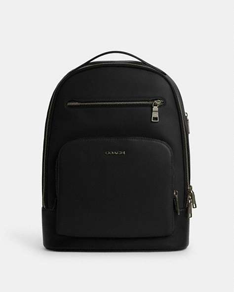 COACH®,ETHAN BACKPACK,Leather,X-Large,Gunmetal/Black,Front View
