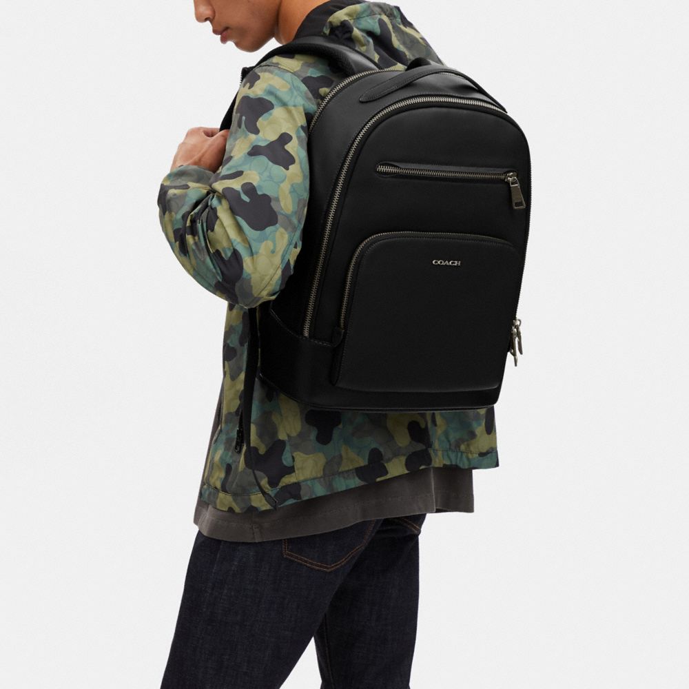 COACH®,Ethan Backpack,Calfskin Leather,Backpack,Pen Holder,Casual,Black,Detail View