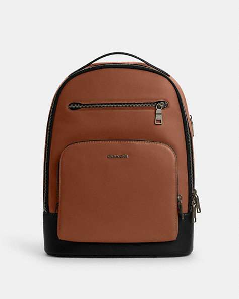 COACH®,ETHAN BACKPACK,PITONE LUCIDO,Bronze Industriel/Selle,Front View