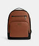 COACH®,ETHAN BACKPACK,Leather,X-Large,Gunmetal/Saddle,Front View