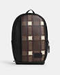 COACH®,EDGE BACKPACK WITH PLAID PRINT,Coated Canvas,X-Large,Gunmetal/Black Multi,Front View