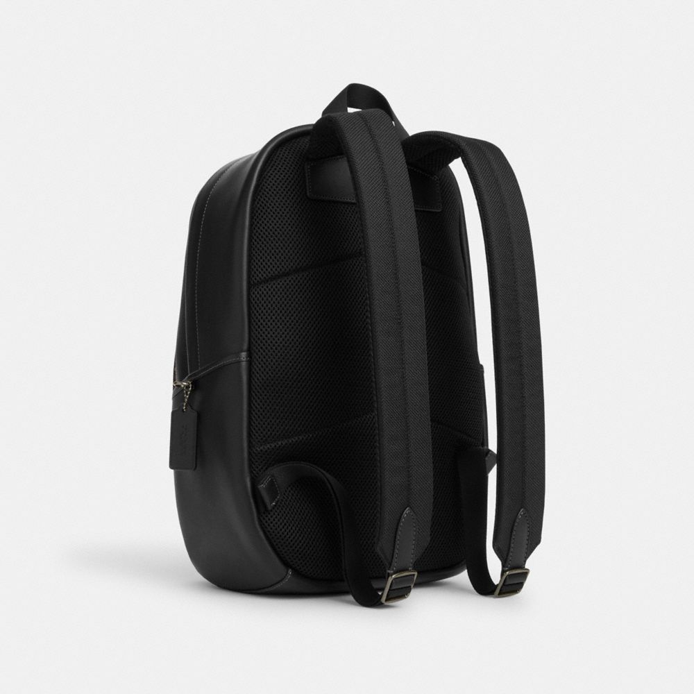 2615 BLACK CANVAS BACKPACK WIT 3 ZIPS & 2 SIDE POCKETS - Backpacks