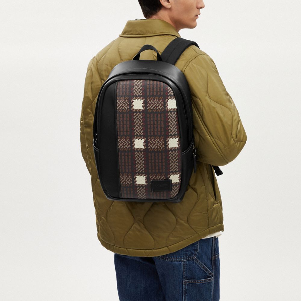 COACH®,Edge Backpack With Plaid Print,,Detail View