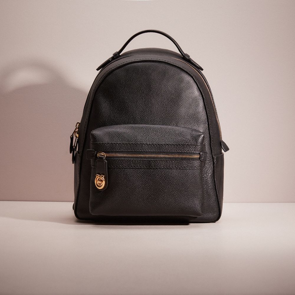 COACH®,RESTORED CAMPUS BACKPACK,Polished Pebble Leather,Large,Light Gold/Black,Front View