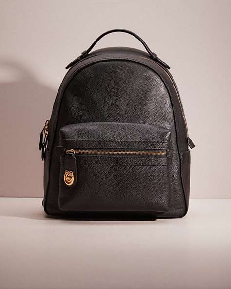 COACH®,RESTORED CAMPUS BACKPACK,Polished Pebble Leather,Large,Light Gold/Black,Front View