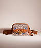 COACH®,RESTORED STUDIO CAMERA BAG 18 IN SIGNATURE TEXTILE JACQUARD WITH CREATURES,Glovetanned Leather,Blue Bird,Front View