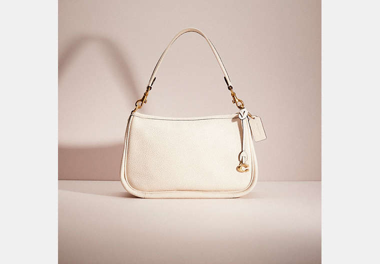 COACH®,RESTORED CARY CROSSBODY,Polished Pebble Leather,Medium,Brass/Chalk,Front View