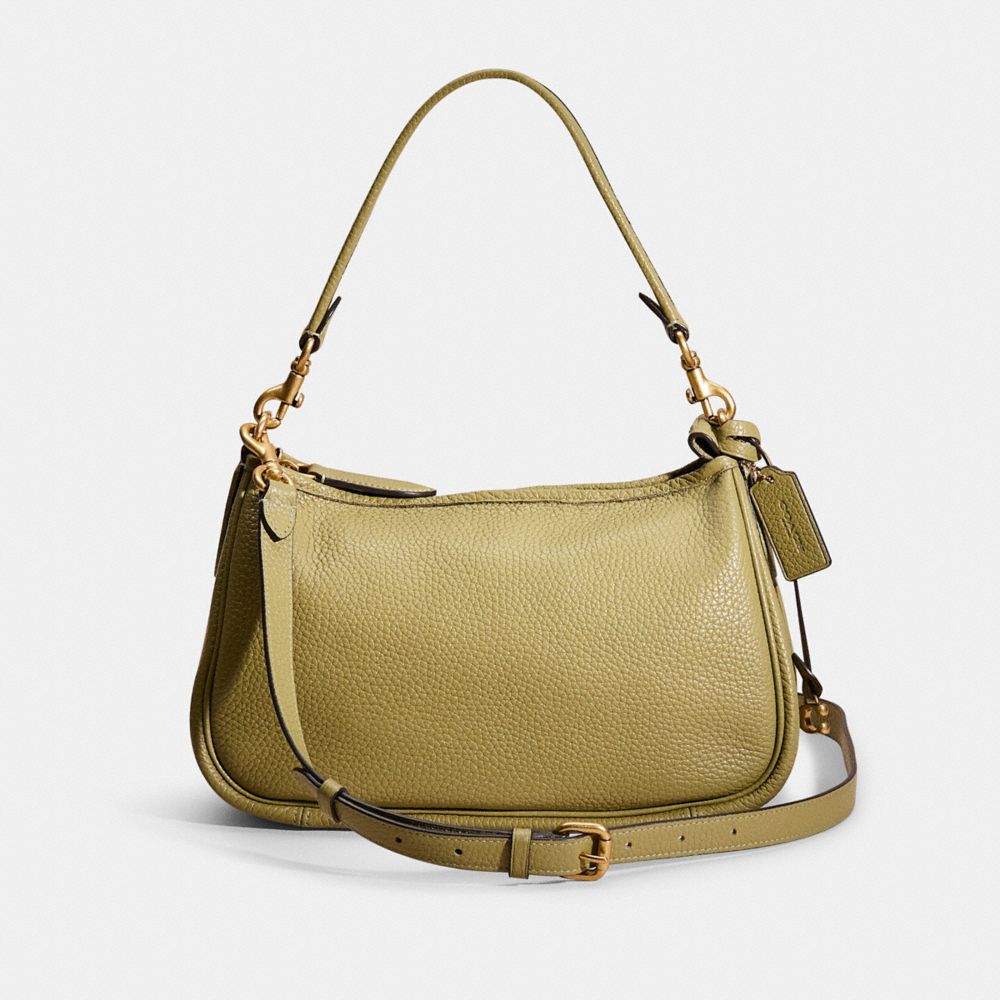 COACH®,Restored Cary Crossbody,Leather,Shoulder Bag,Logo,Metal,Day Party,Olive,Front View