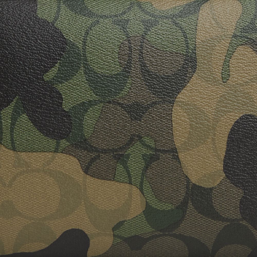 COACH®,Small Travel Kit In Signature Canvas With Camo Print,Leather,Toiletry Bag,Piping,Logo,Travel,Multi Color,Closer View