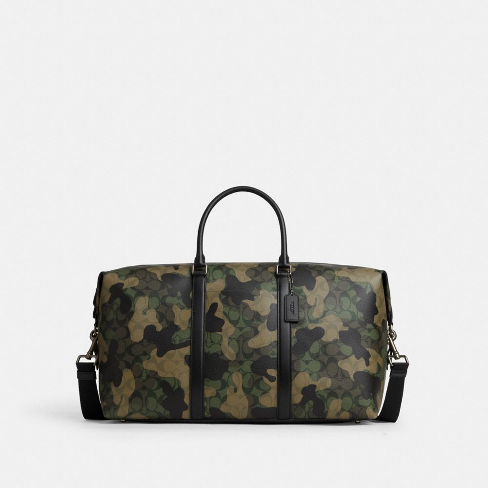 COACH®,TREKKER BAG 52 IN SIGNATURE CANVAS WITH CAMO PRINT,X-Large,Travel,Gunmetal/Green Multi,Front View