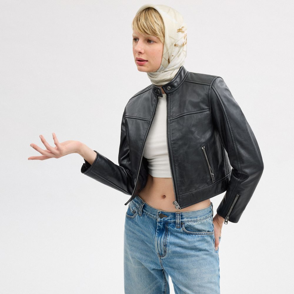 COACH®,Tabby Bag Print Silk Square Scarf,Silk,Square,Stripe,Casual,Cream,Detail View