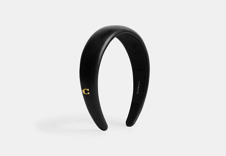 COACH®,LEATHER HEADBAND,Leather,Kennedy's Gift Picks,Black,Front View image number 0