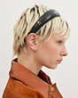 COACH®,LEATHER HEADBAND,Leather,Black,Detail View