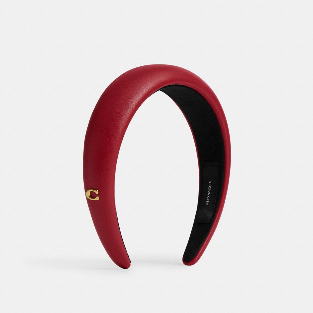 COACH®,Leather Headband,Headband,Casual,Maroon,Front View image number 0