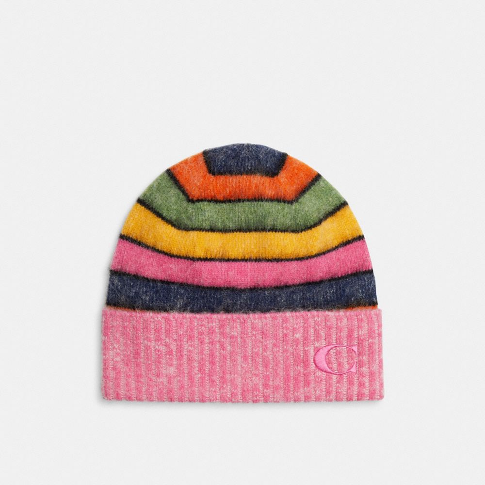 COACH®,STRIPED BEANIE,Multi,Front View