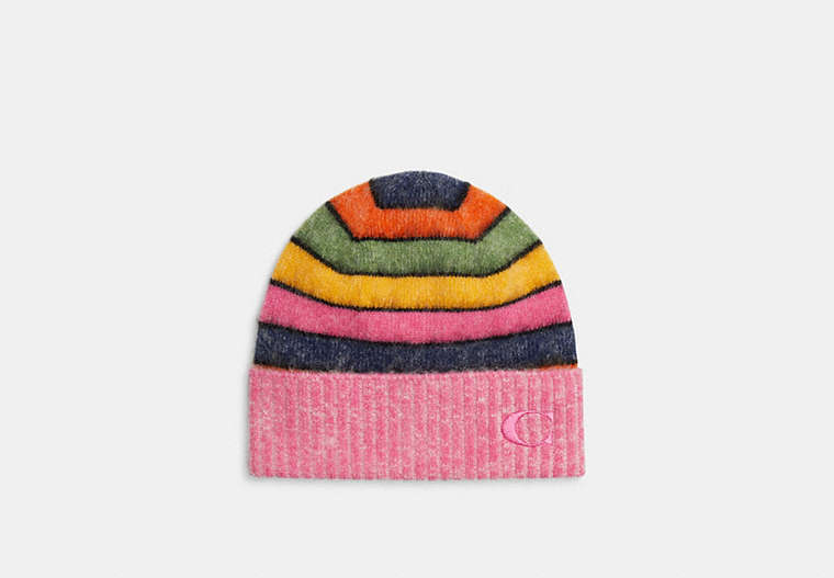 COACH®,STRIPED BEANIE,Multi,Front View image number 0