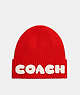 COACH®,BOXED BEANIE,Sport Red,Front View