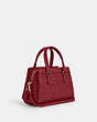 COACH®,MINI DARCIE CARRYALL WITH SIGNATURE LEATHER,Medium,Gold/Cherry,Angle View