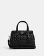 COACH®,MINI DARCIE CARRYALL WITH SIGNATURE LEATHER,Medium,Silver/Black,Front View