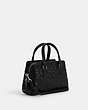 COACH®,MINI DARCIE CARRYALL WITH SIGNATURE LEATHER,Medium,Silver/Black,Angle View